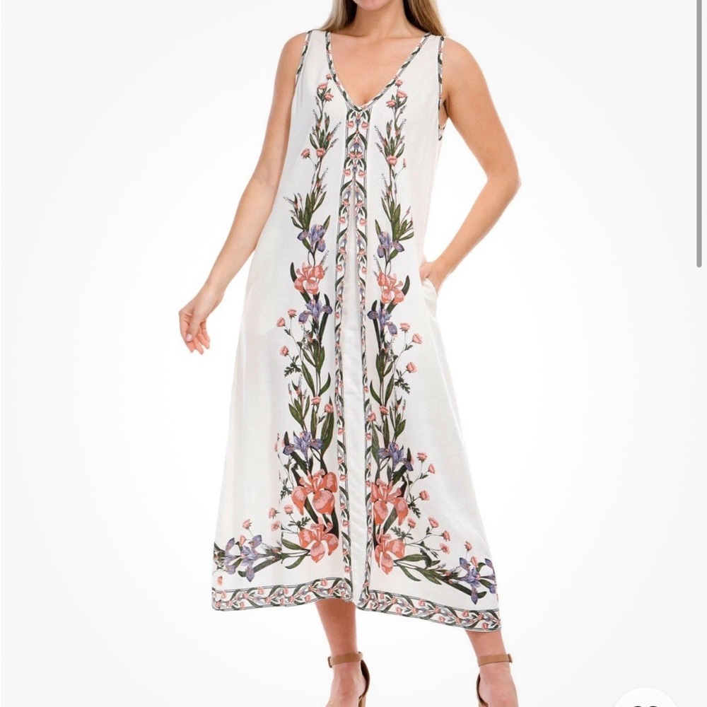 NWT Max Studio Cream Sleeveless V-Neck Sundress Maxi Dress